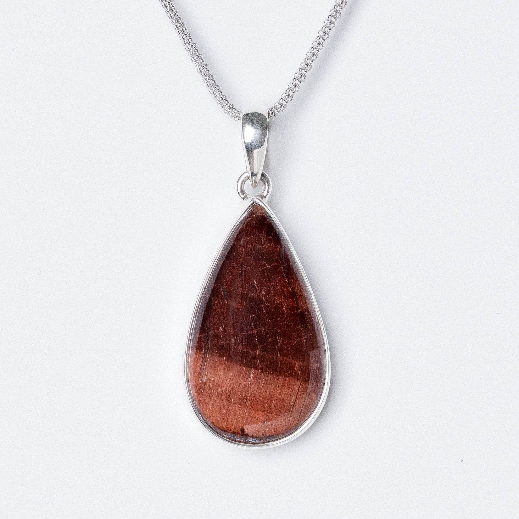 Red Tiger Eye Teardrop Pendant Necklace