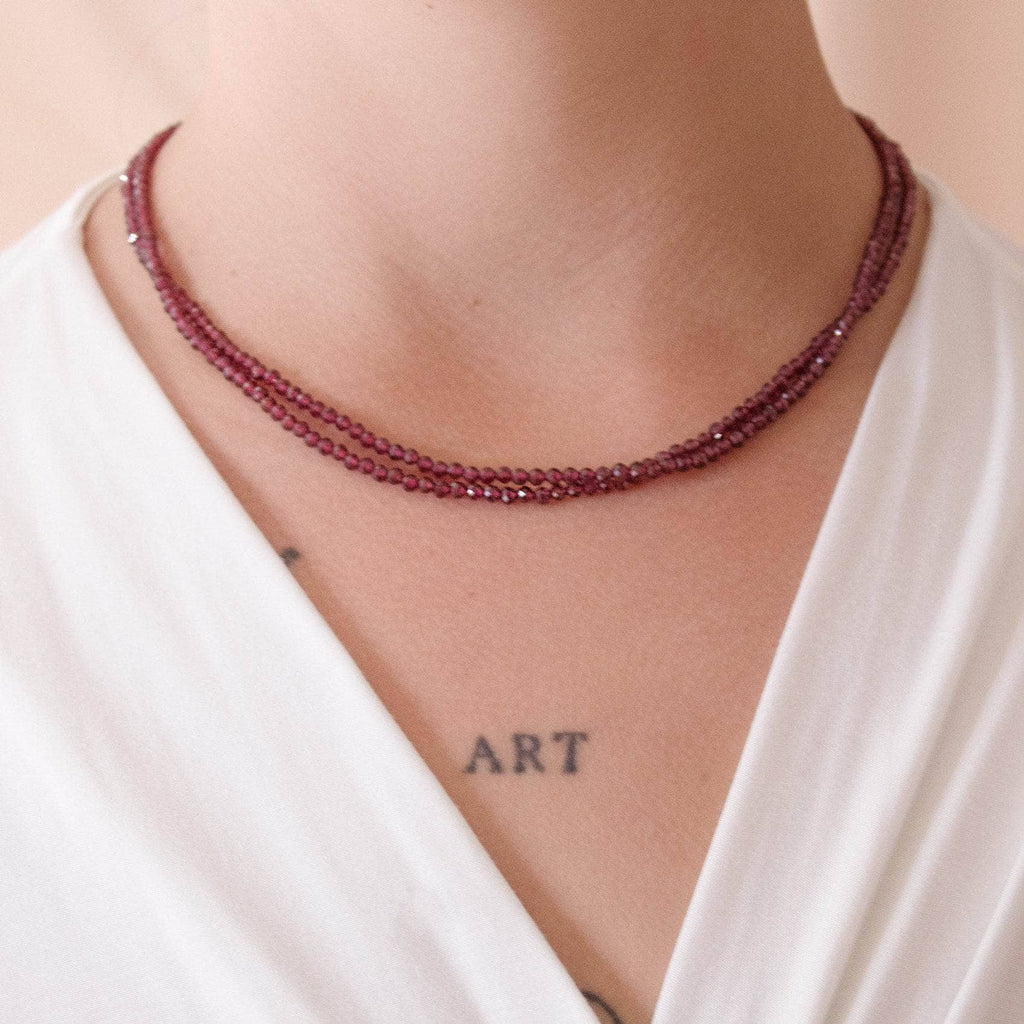 Garnet Single or Double Strand Bead Necklace