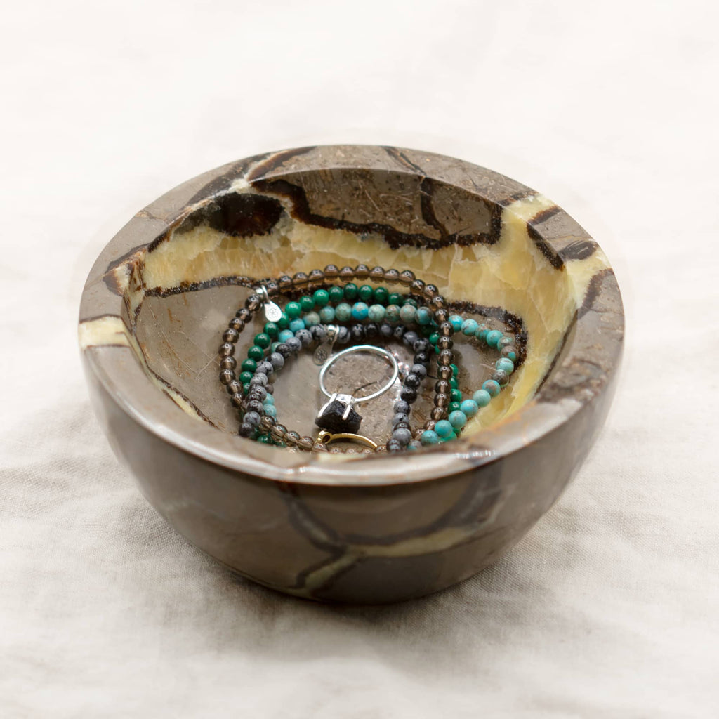 Rare Black Septarian Crystal Bowl - 1 of a Kind
