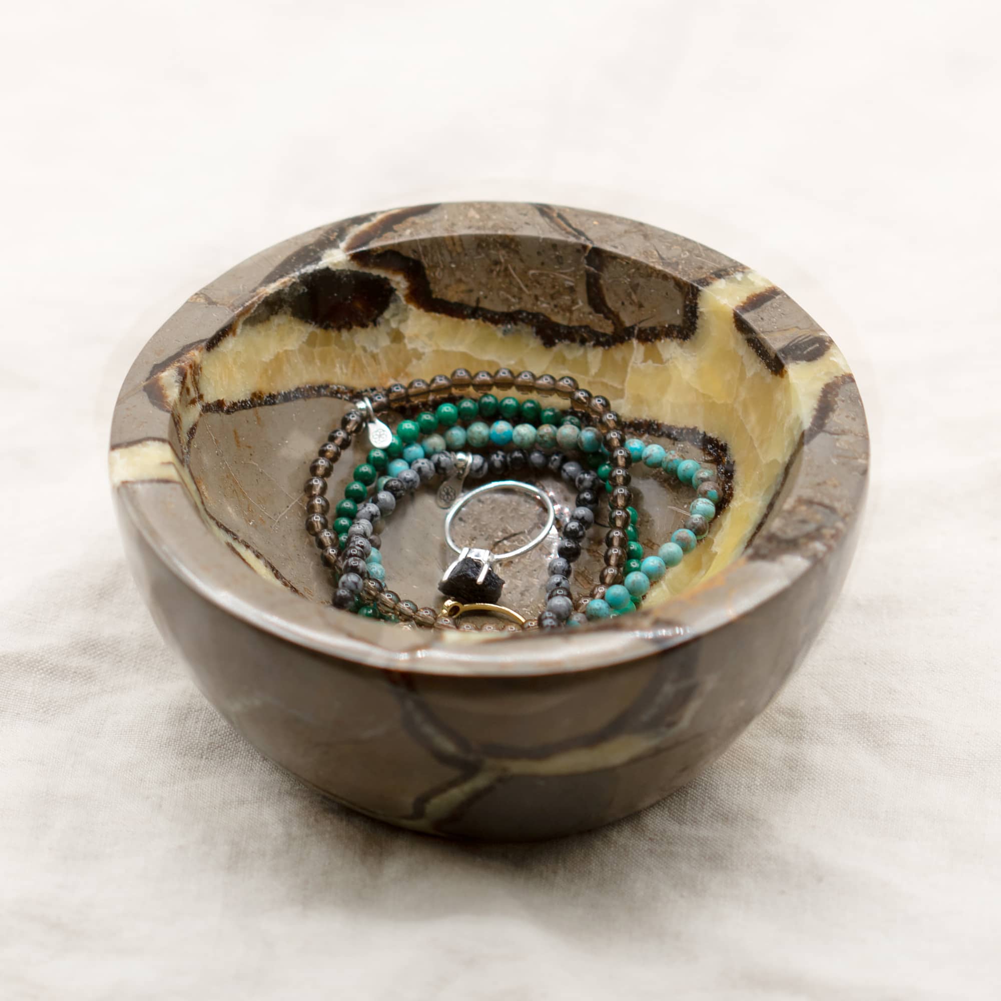 Rare Black Septarian Crystal Bowl - 1 of a Kind