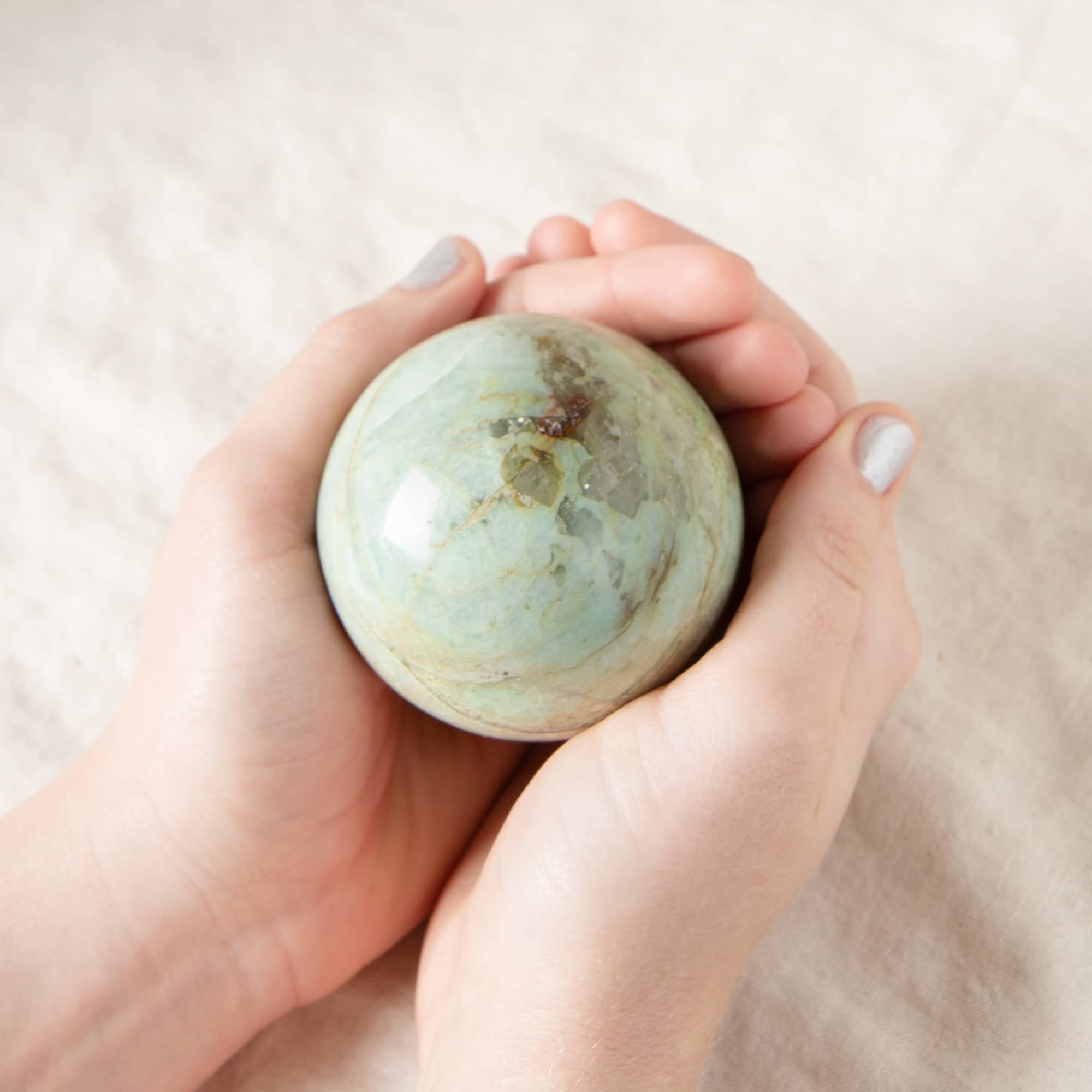 Rare Green Moonstone Sphere - 1 of a Kind