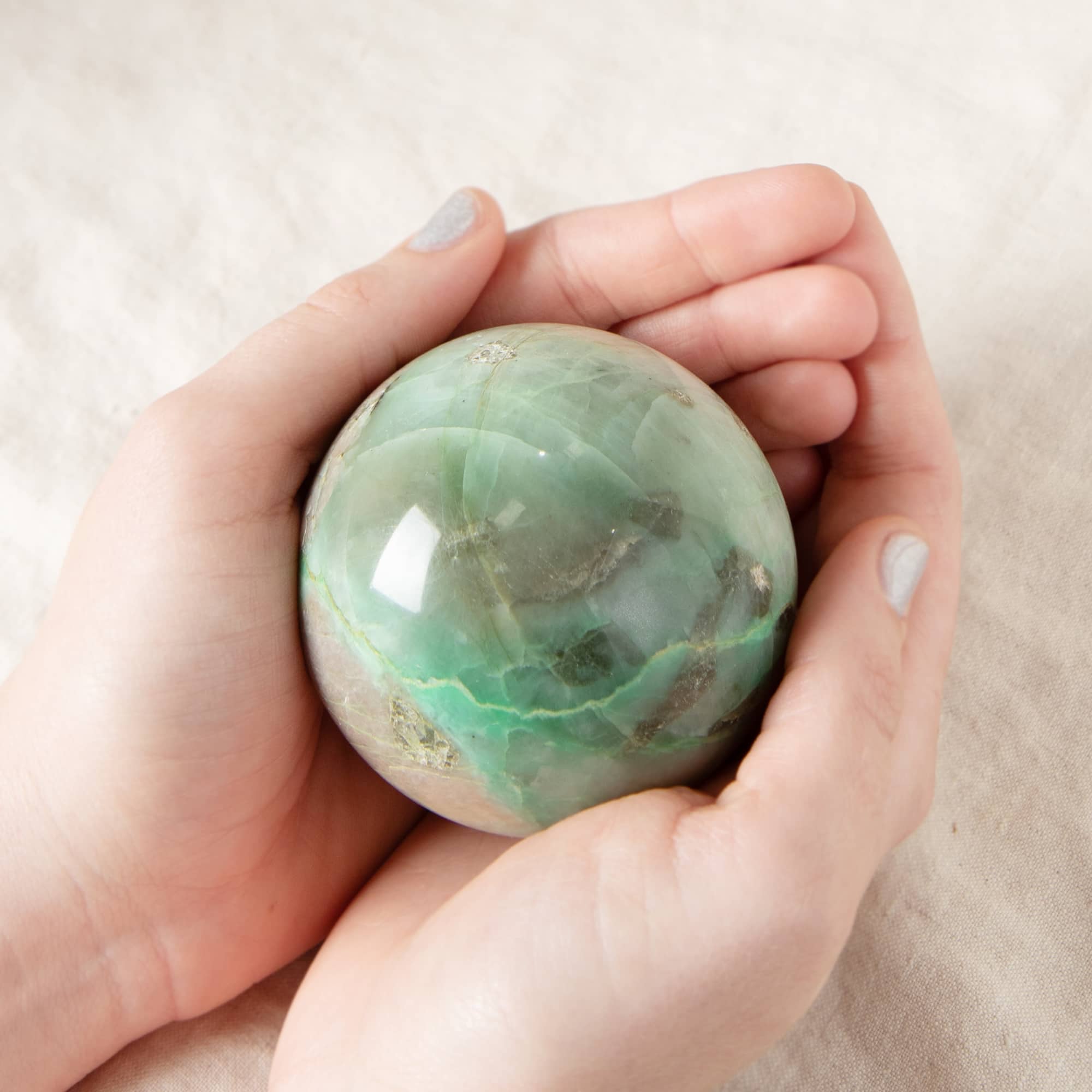 Rare Green Moonstone Sphere - 1 of a Kind