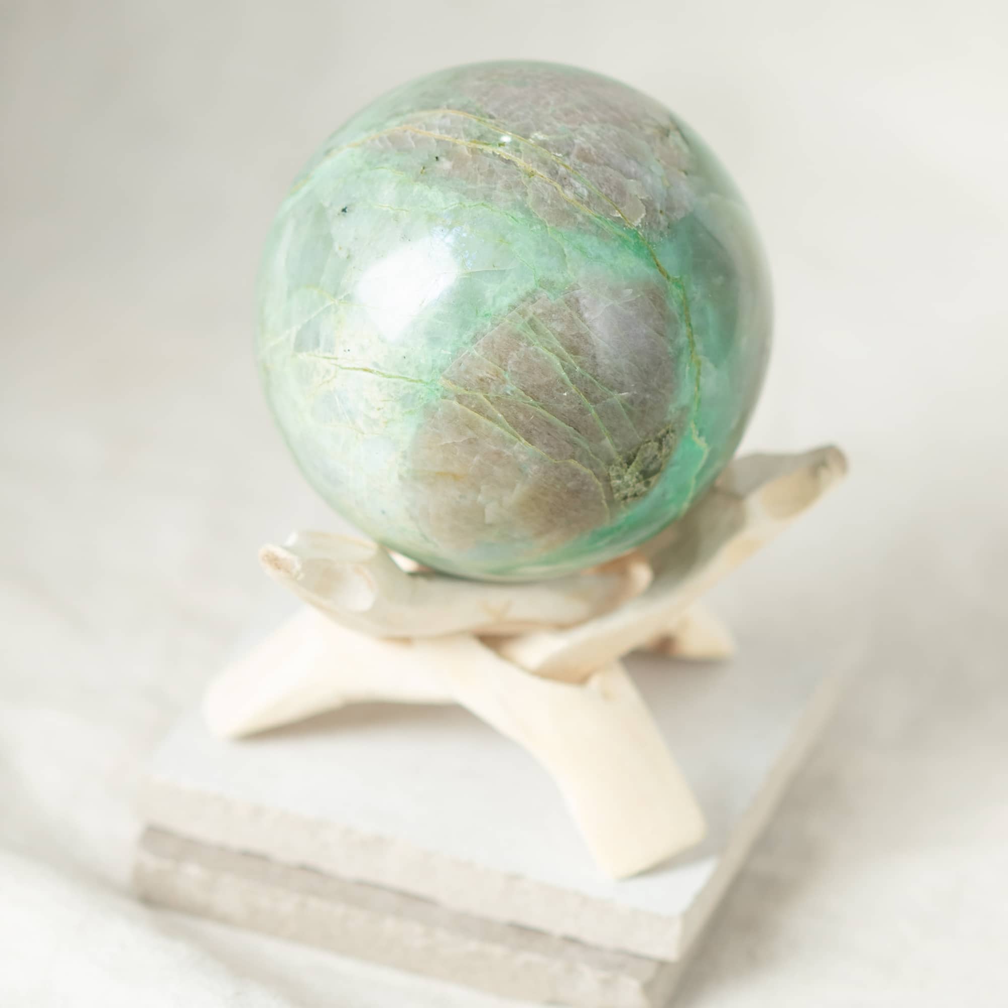 Rare Green Moonstone Sphere - 1 of a Kind