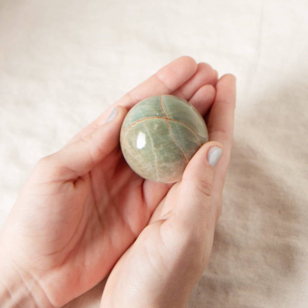 Rare Green Moonstone Sphere - 1 of a Kind