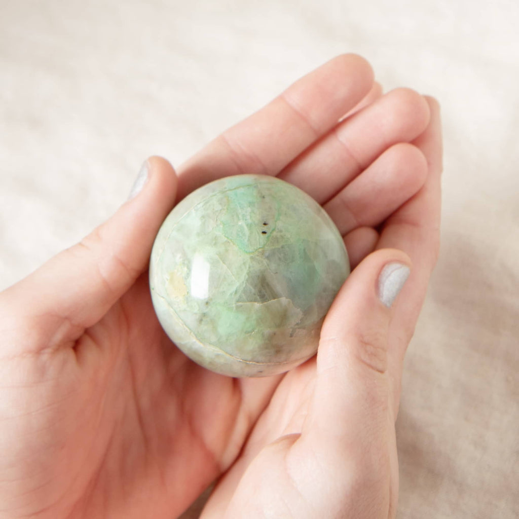 Rare Green Moonstone Sphere - 1 of a Kind