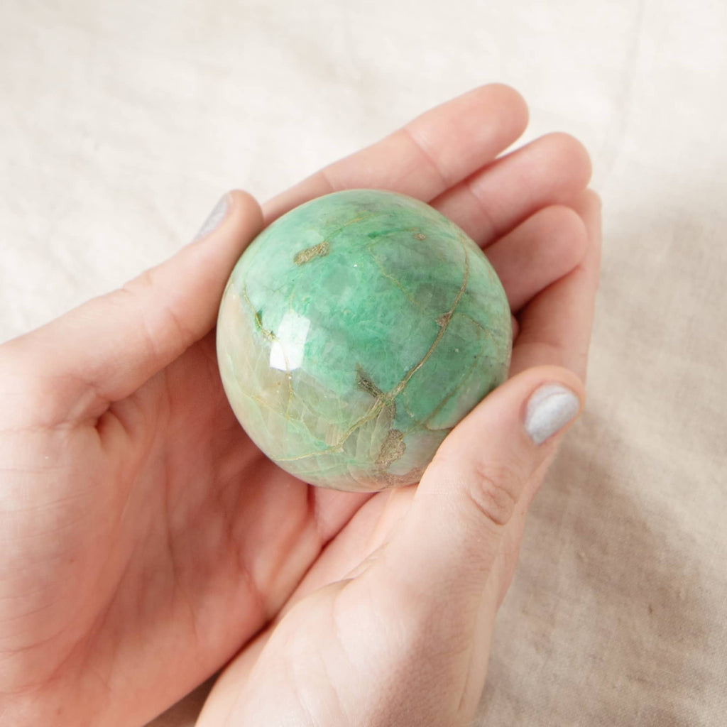 Rare Green Moonstone Sphere - 1 of a Kind