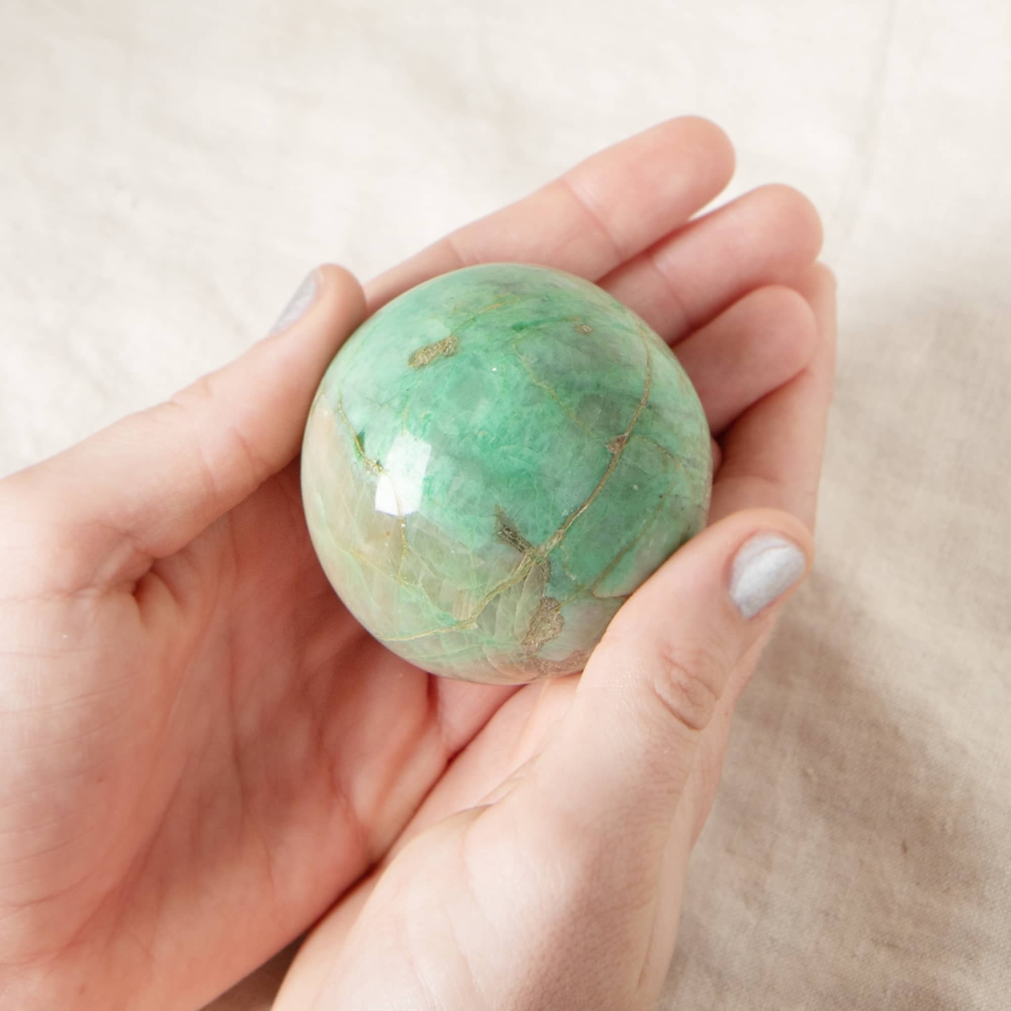 Rare Green Moonstone Sphere - 1 of a Kind