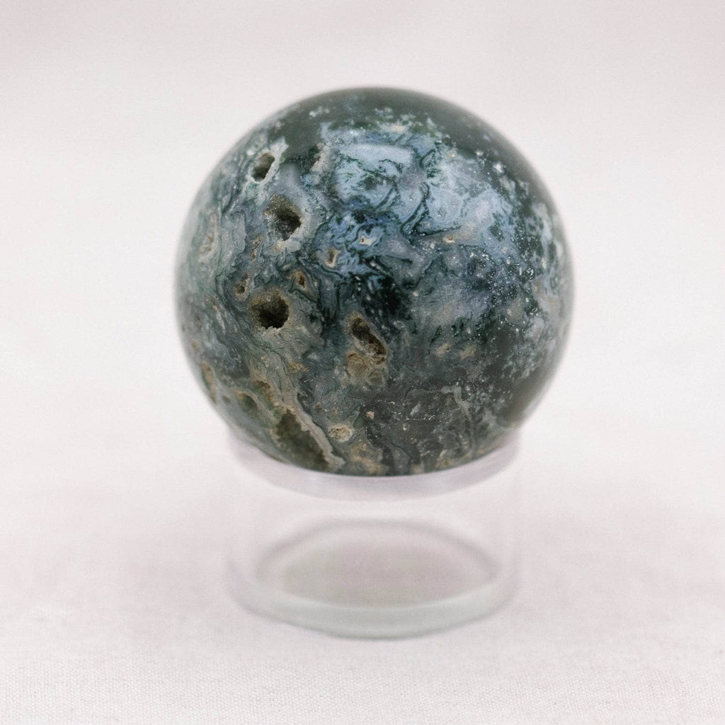 Moss Agate Sphere with Tripod