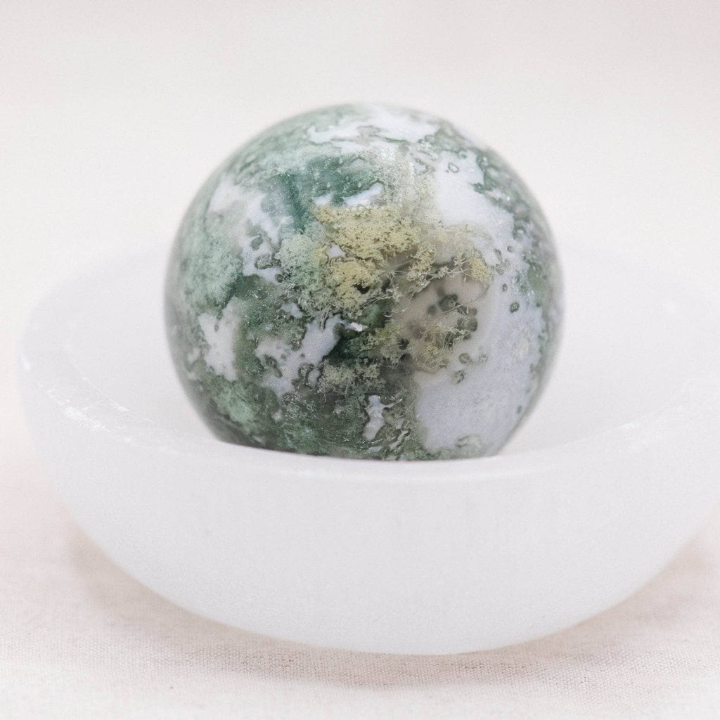 Moss Agate Sphere with Tripod