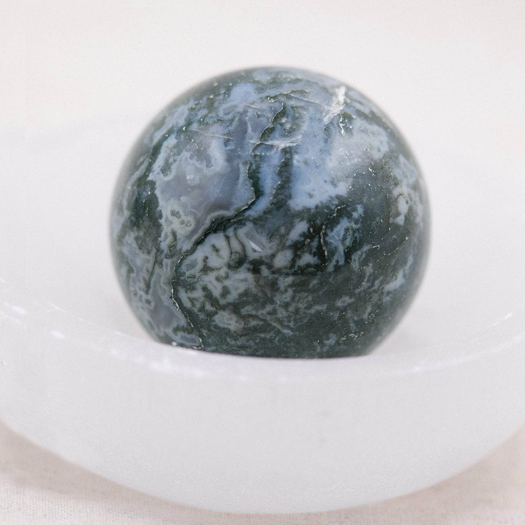Moss Agate Sphere with Tripod