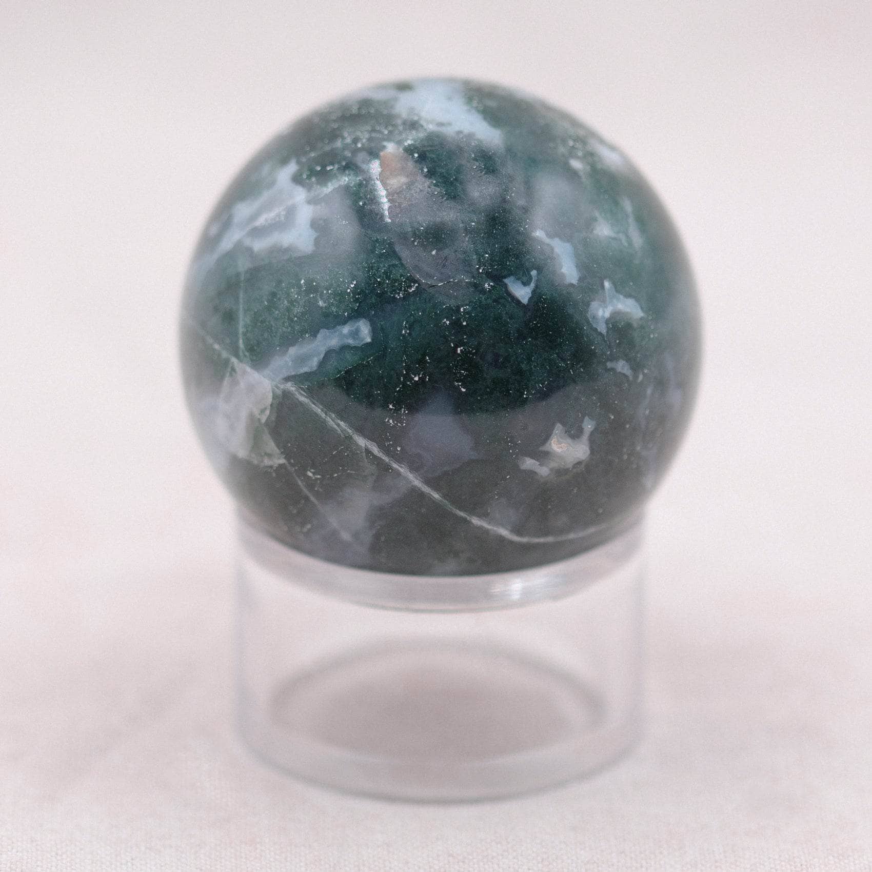 Moss Agate Sphere with Tripod