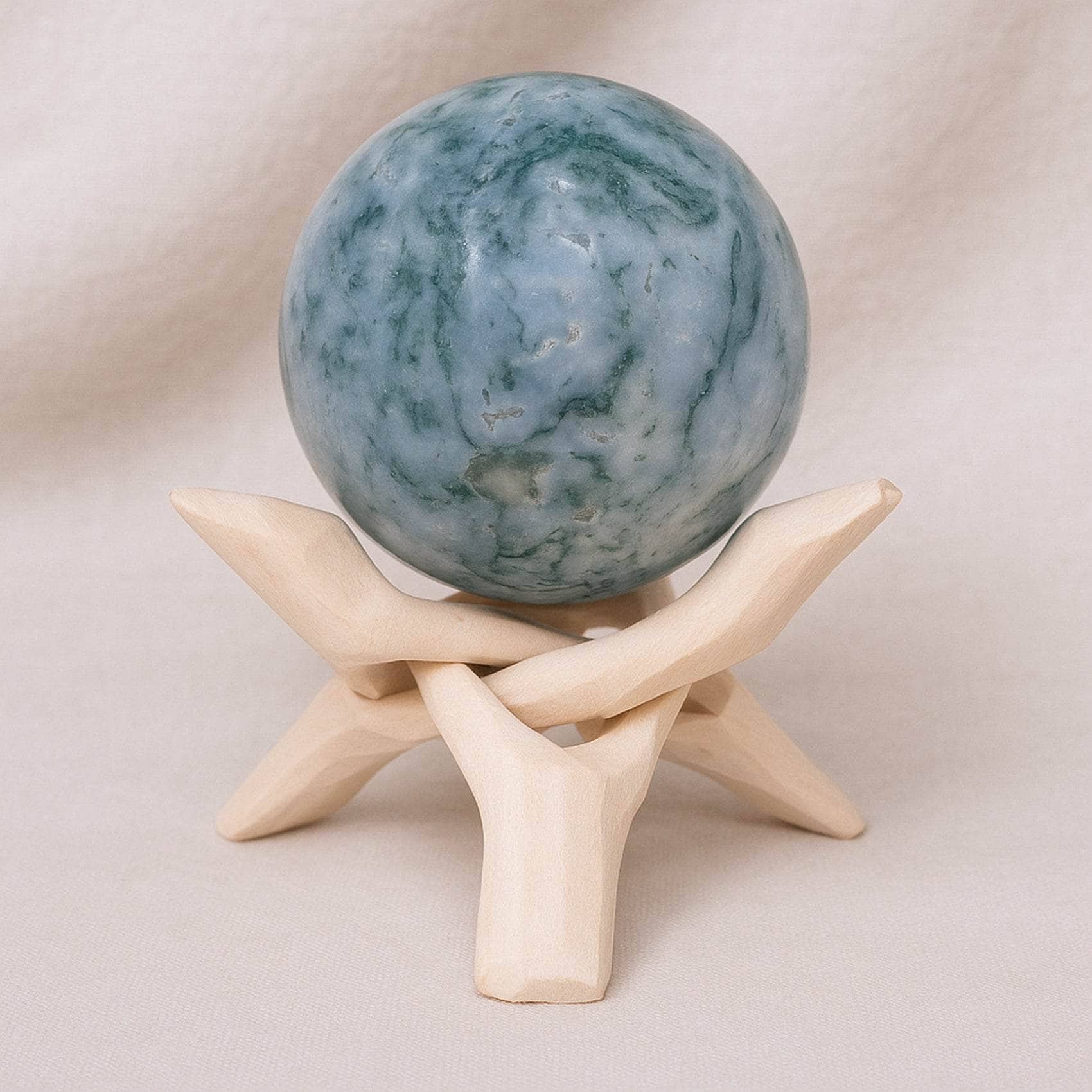 Moss Agate Sphere with Tripod