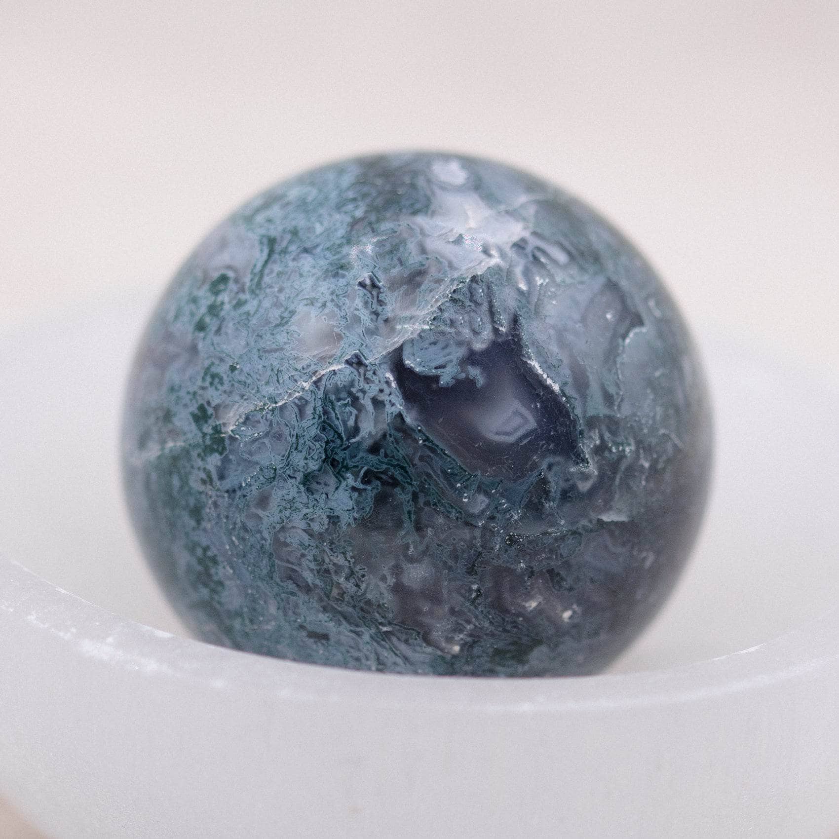 Moss Agate Sphere with Tripod