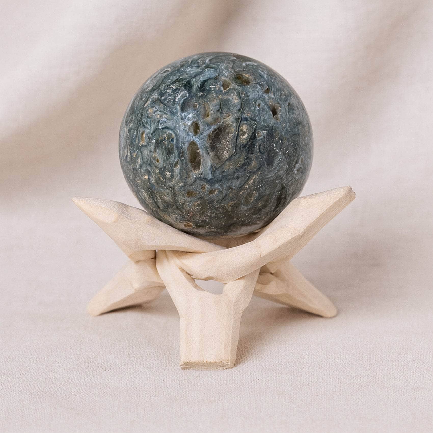 Moss Agate Sphere with Tripod