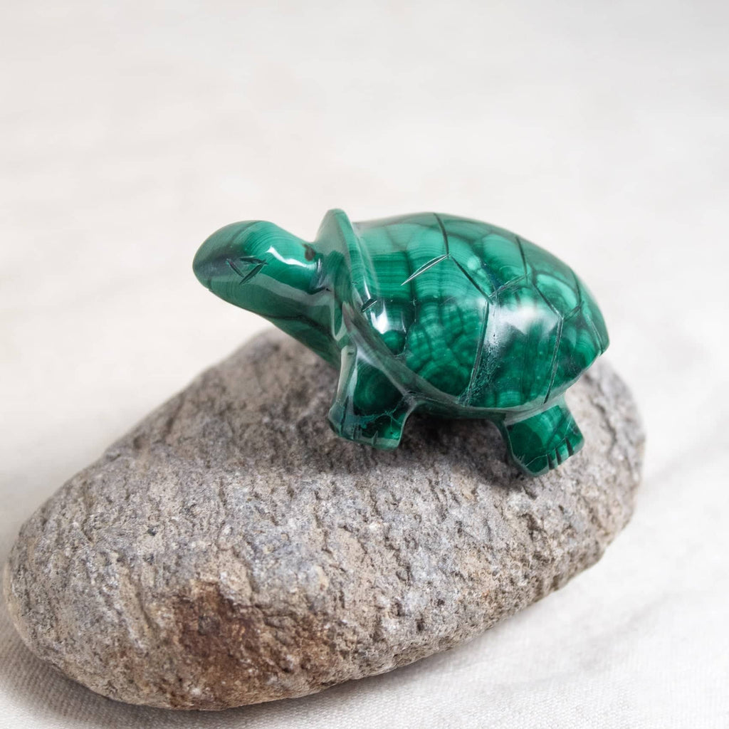 Genuine Malachite Turtles- Hand Carved - 1 of a Kind