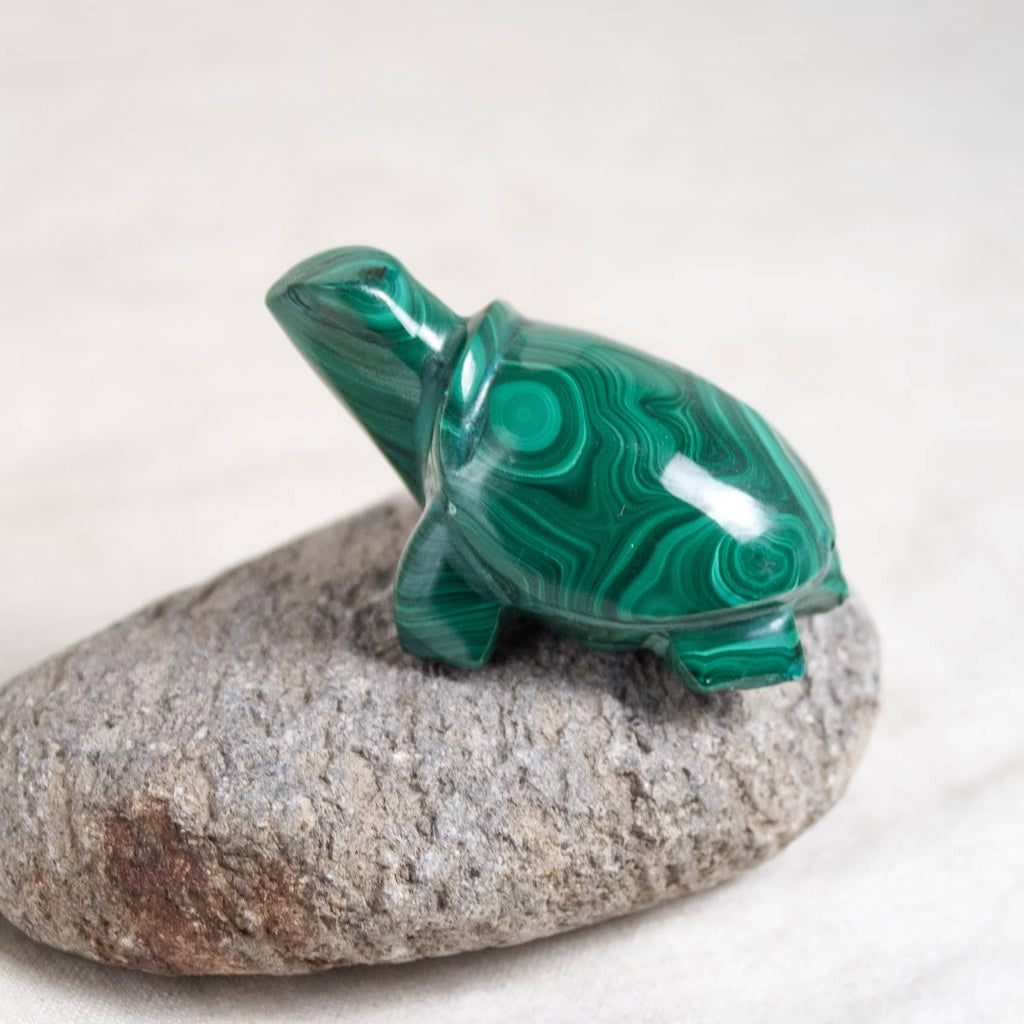 Genuine Malachite Turtles- Hand Carved - 1 of a Kind