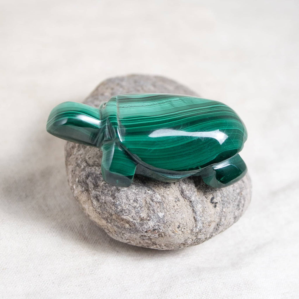 Genuine Malachite Turtles- Hand Carved - 1 of a Kind