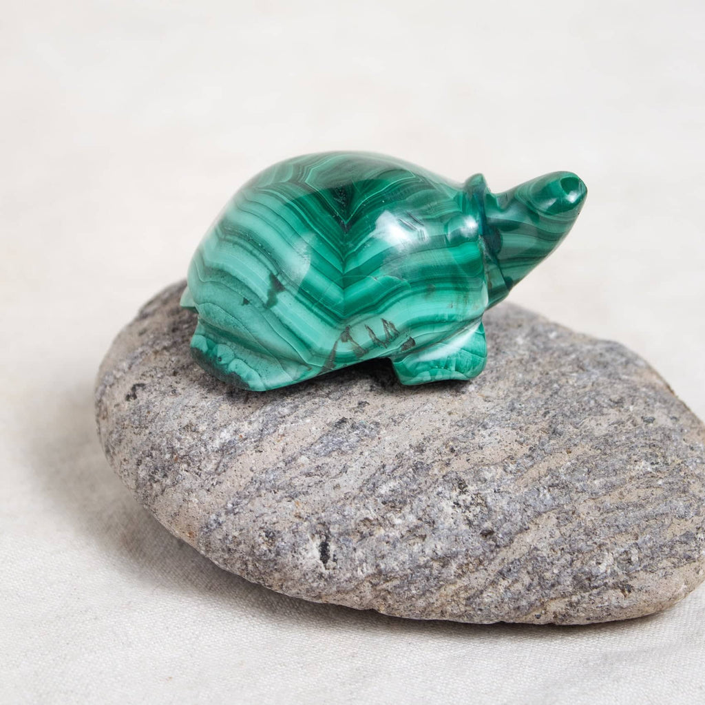 Genuine Malachite Turtles- Hand Carved - 1 of a Kind