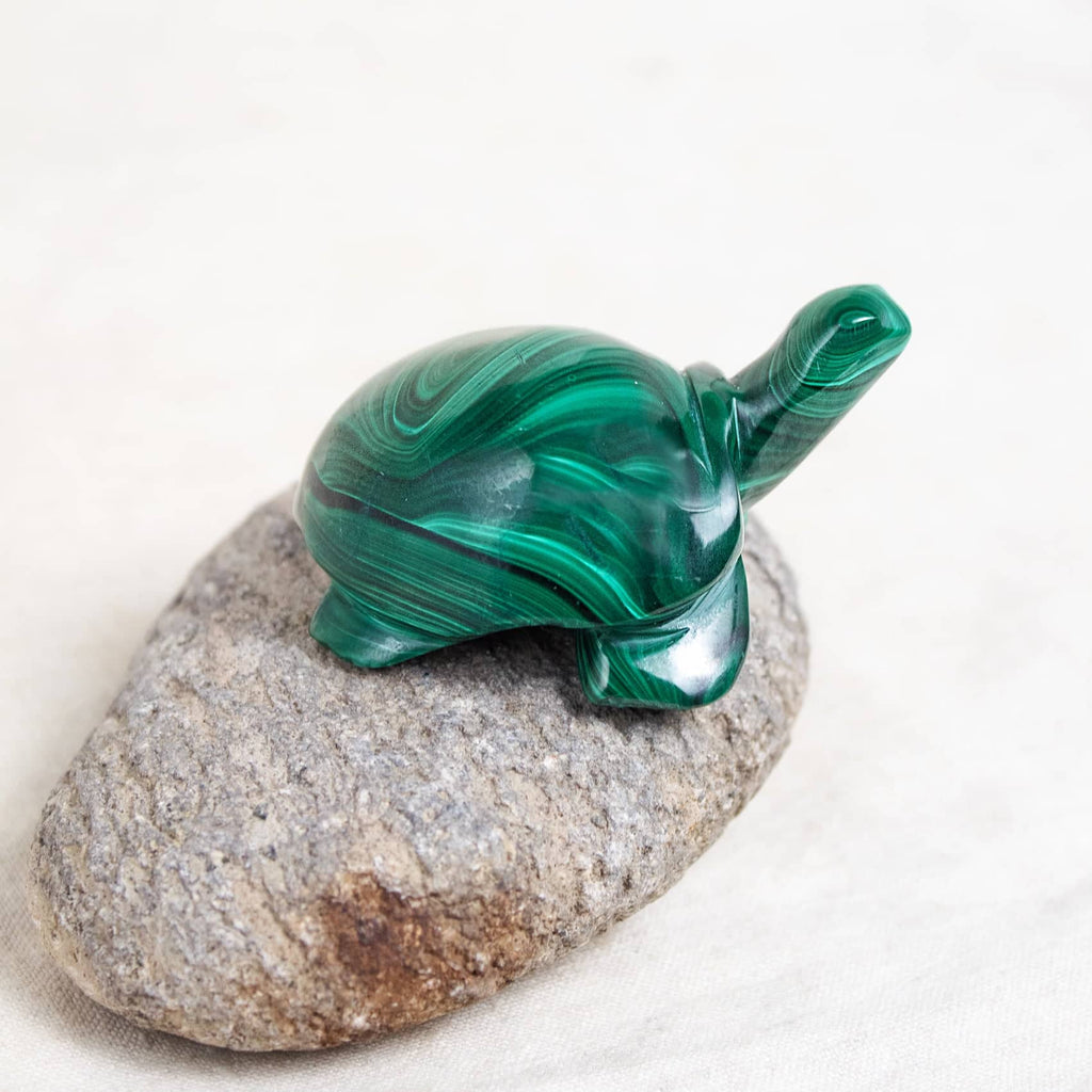 Genuine Malachite Turtles- Hand Carved - 1 of a Kind