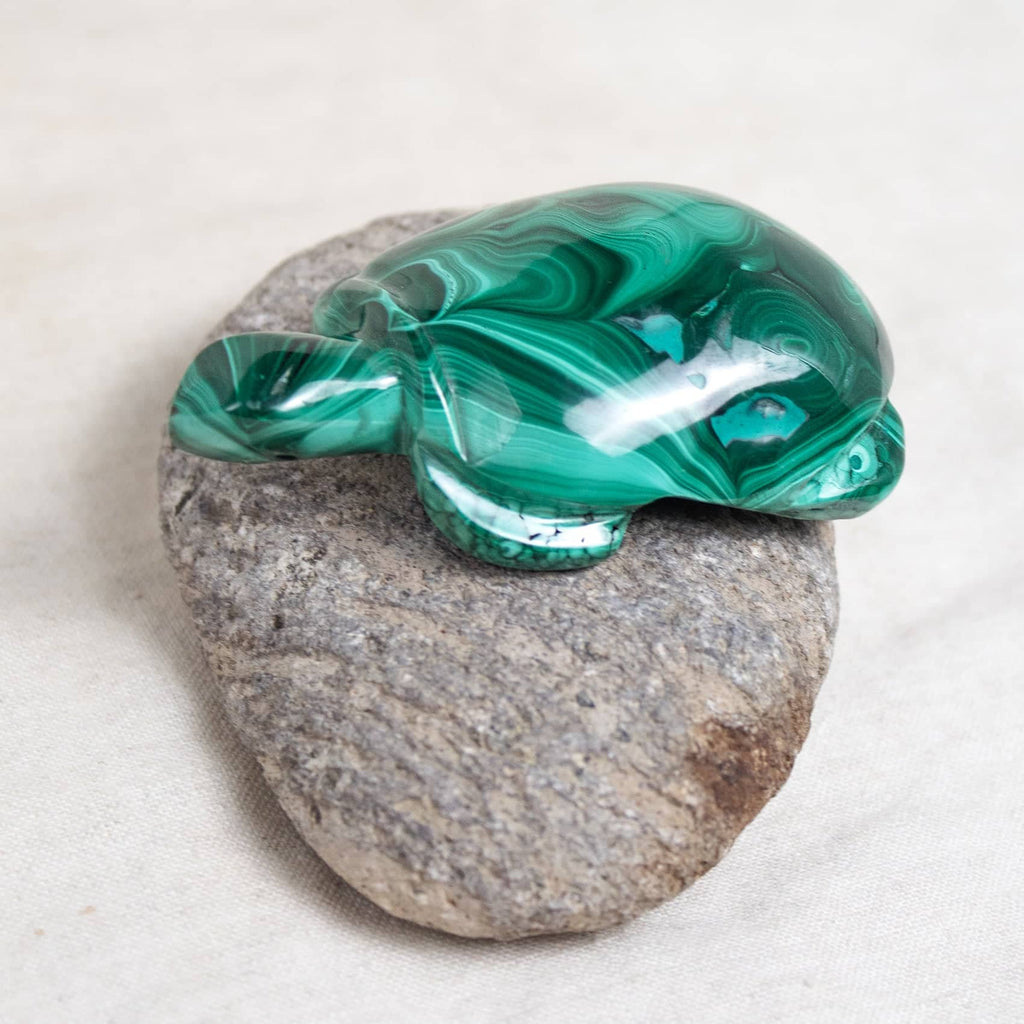 Genuine Malachite Turtles- Hand Carved - 1 of a Kind
