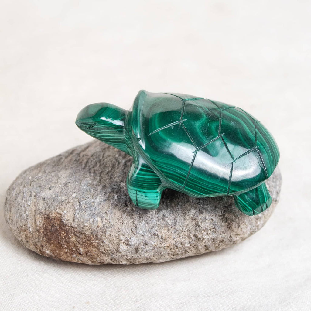 Genuine Malachite Turtles- Hand Carved - 1 of a Kind