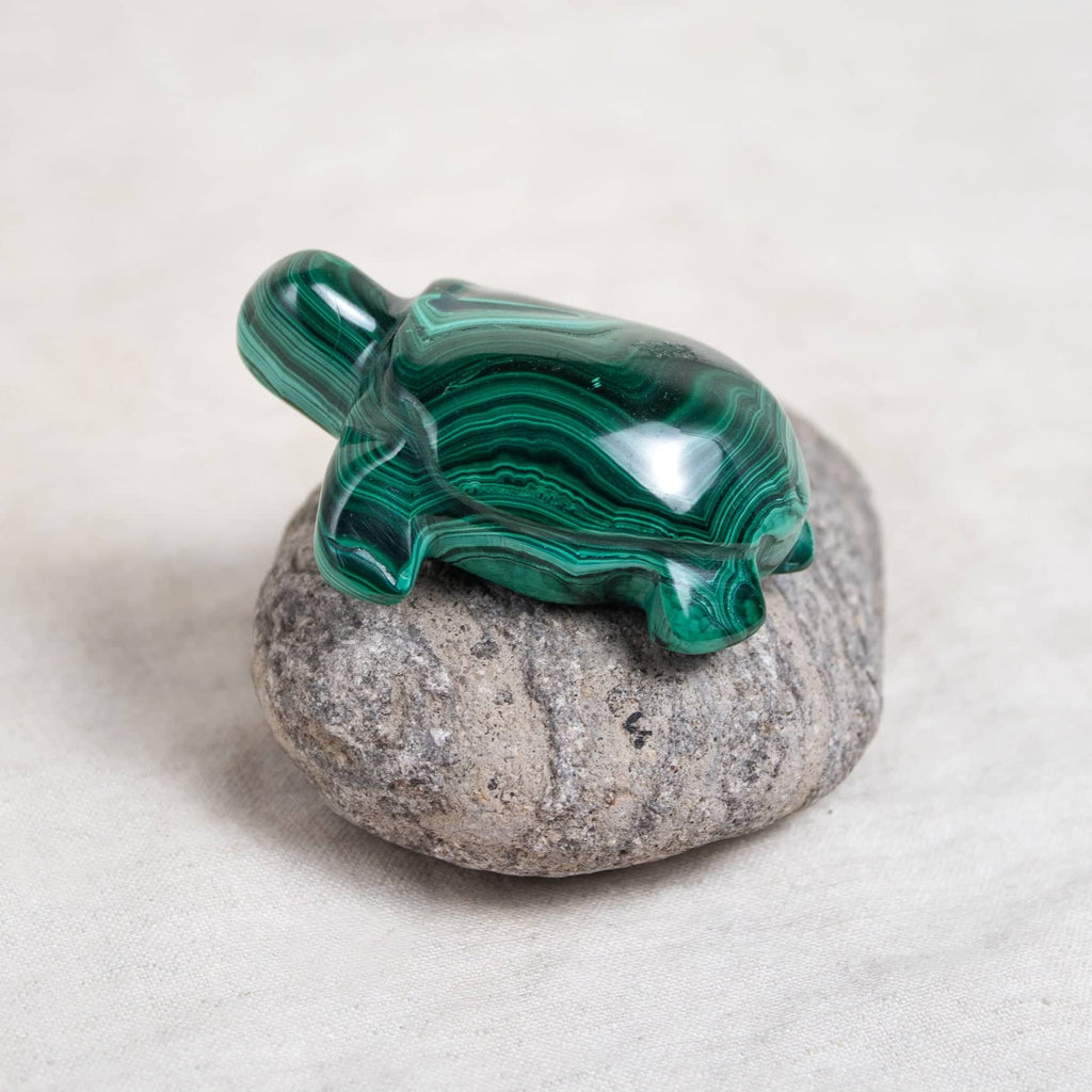 Genuine Malachite Turtles- Hand Carved - 1 of a Kind