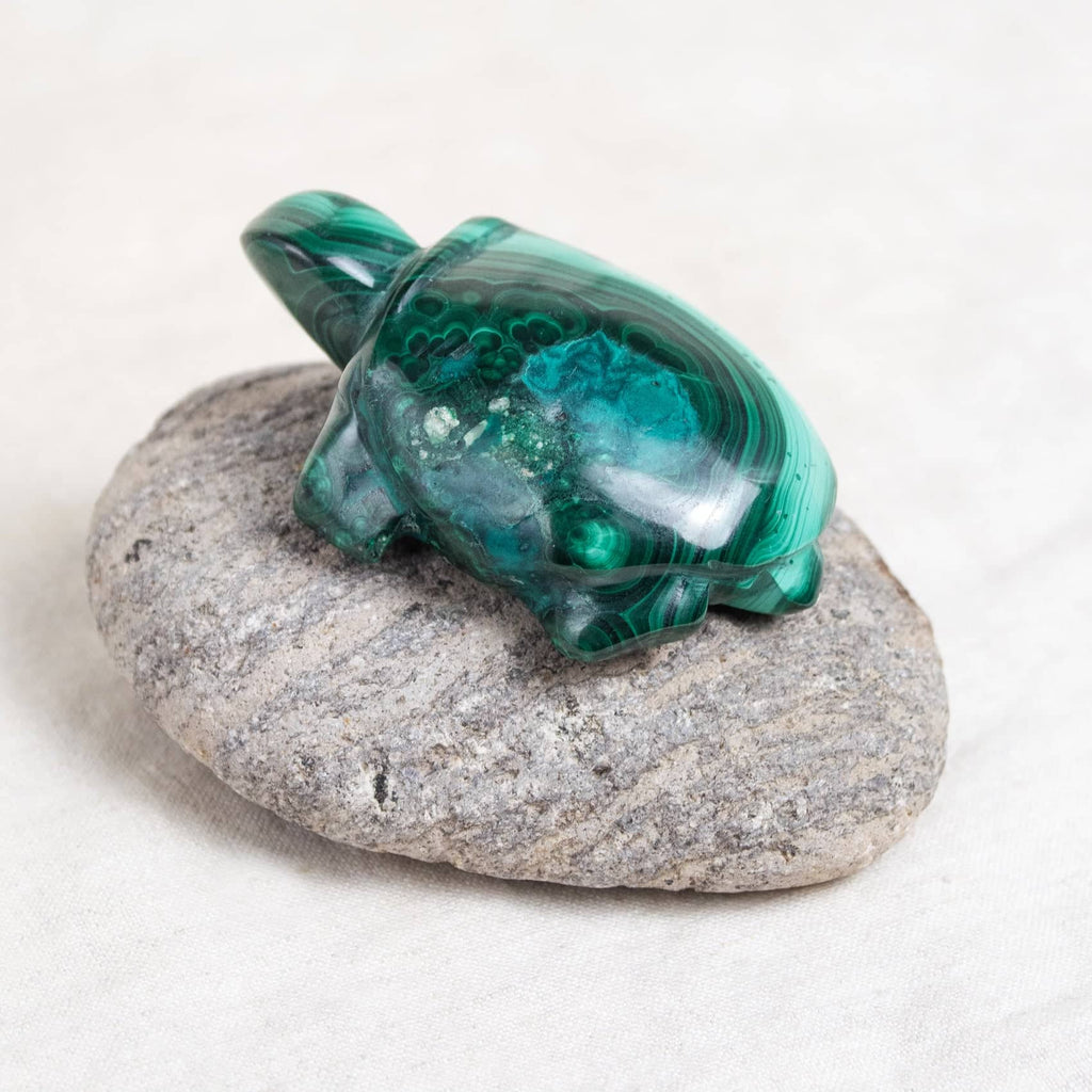 Genuine Malachite Turtles- Hand Carved - 1 of a Kind